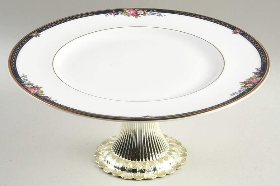 Centennial Rose Cake Stand with 4"-5" Metal Pedestal  Hc by Royal Doulton-1