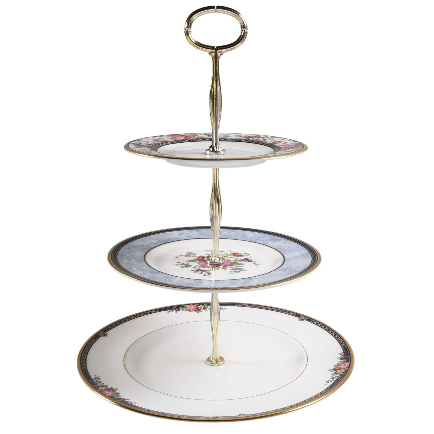 Centennial Rose 13 7/8"-14 1/4" 3-Tiered Serving Tray(DP,SP,BB) HC by Royal Doulton-1