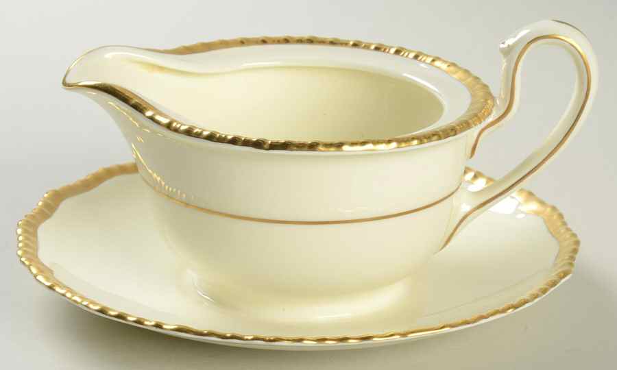 Chantilly (Ivory Background) Gravy Boat with Attached Underplate by Royal Doulton-1