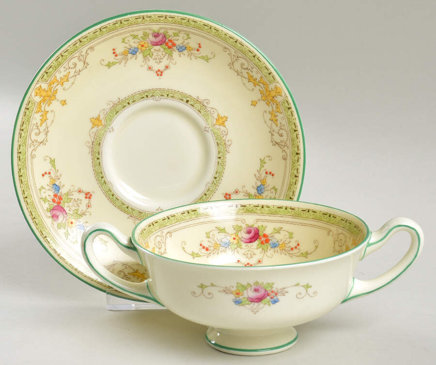 Chandos Footed Cream Soup Bowl & Saucer Set by Royal Doulton-1