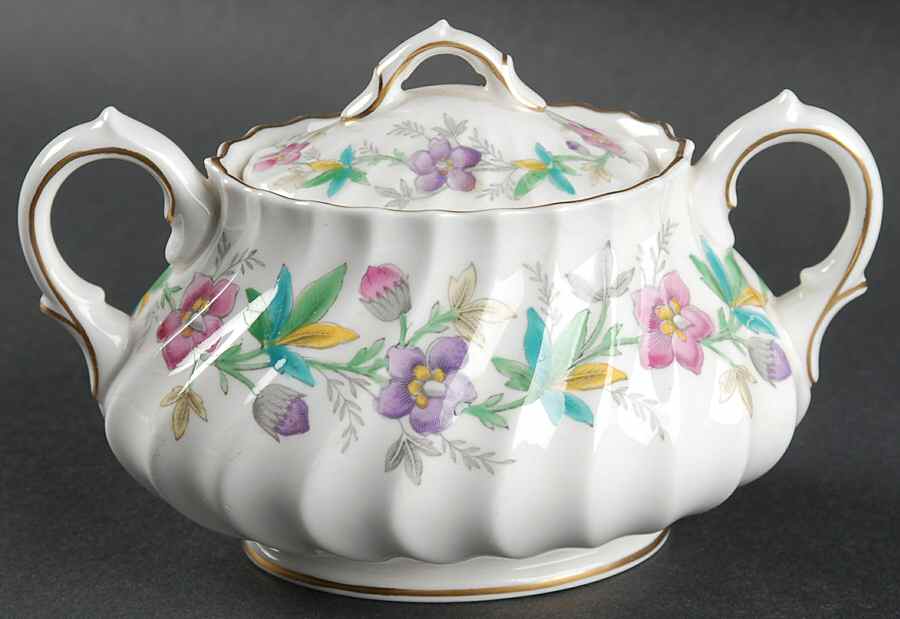 Chatsworth Pink Purple Sugar Bowl & Lid by Royal Doulton-1
