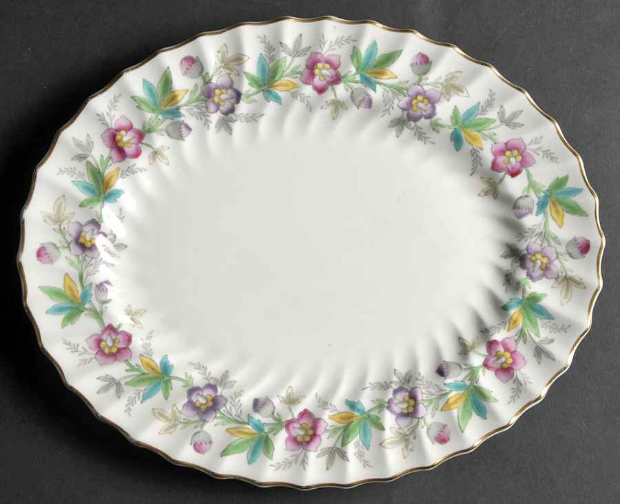 Chatsworth Pink Purple 10" Oval Serving Platter by Royal Doulton-1