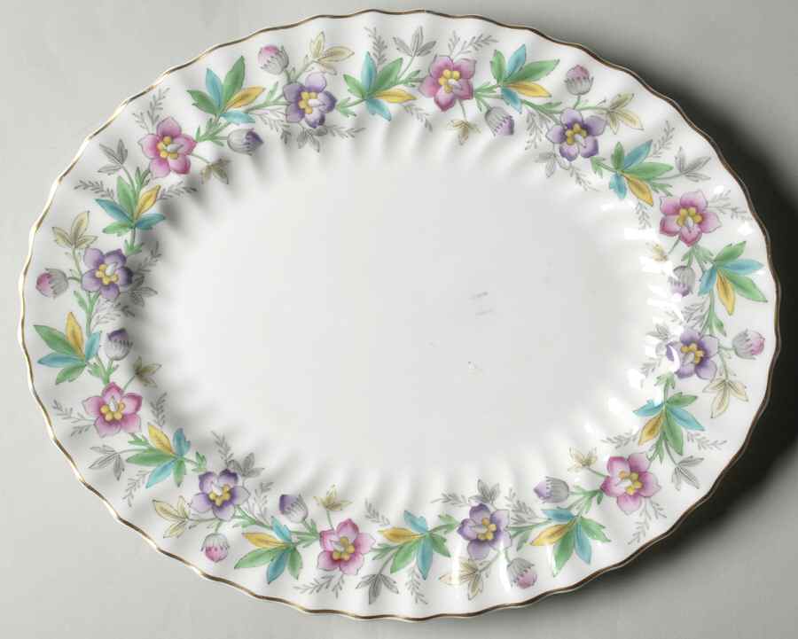 Chatsworth Pink Purple 12" Oval Serving Platter by Royal Doulton-1