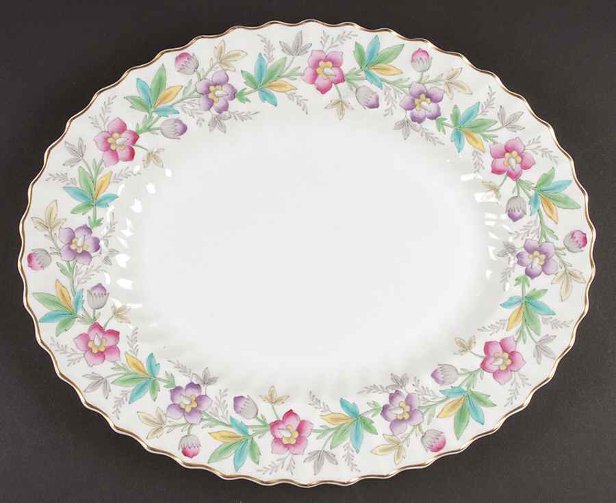 Chatsworth Pink Purple 14" Oval Serving Platter by Royal Doulton-1