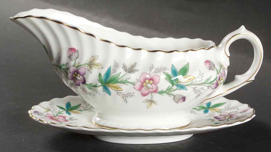 Chatsworth Pink Purple Gravy Boat & Underplate by Royal Doulton-1