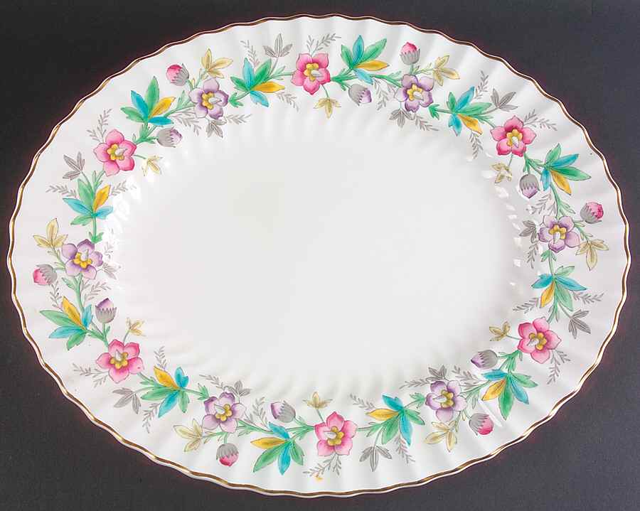 Chatsworth Pink Purple 17" Oval Serving Platter by Royal Doulton-1