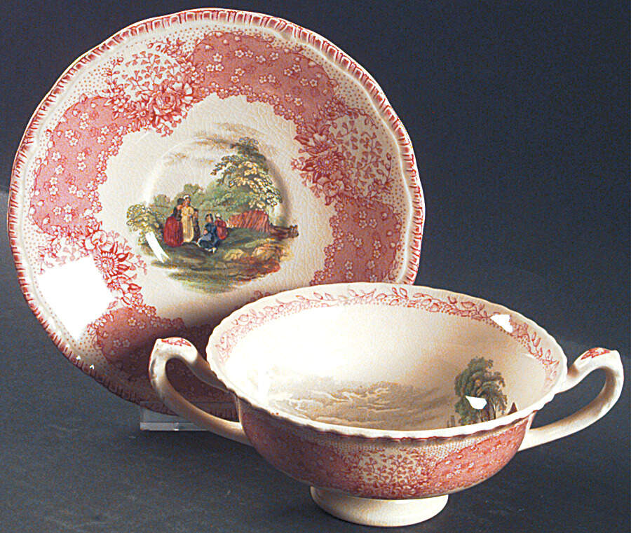 Chatham Footed Cream Soup Bowl & Saucer Set by Royal Doulton-1