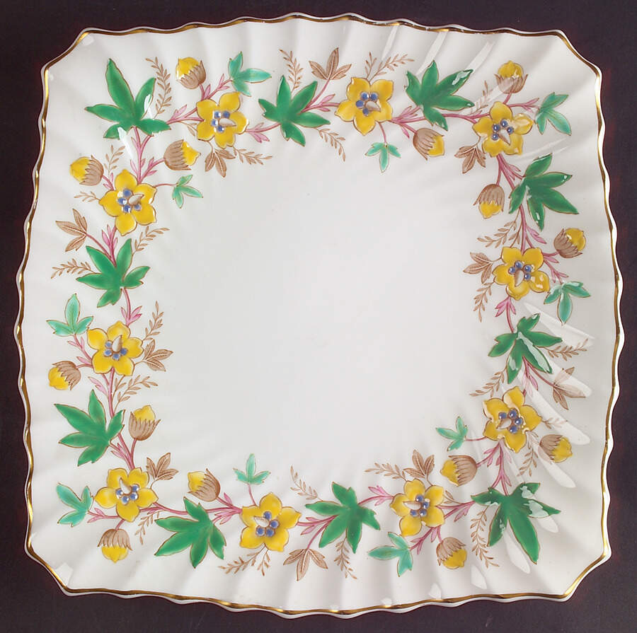 Chatsworth Yellow Green Square Cake Plate by Royal Doulton-1
