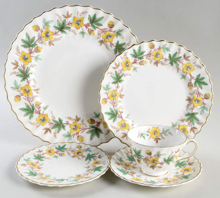 Chatsworth Yellow Green 5 Piece Place Setting by Royal Doulton-1