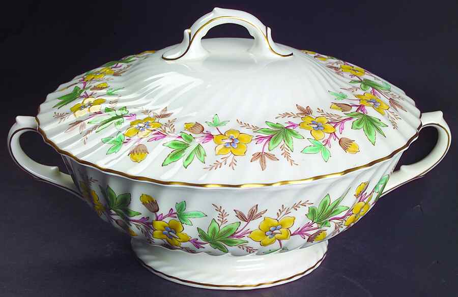 Chatsworth Yellow Green Round Covered Vegetable by Royal Doulton-1