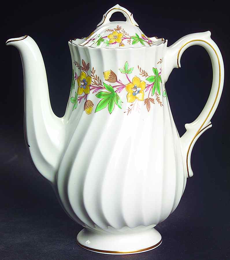 Chatsworth Yellow Green Small Coffee Pot & Lid by Royal Doulton-1