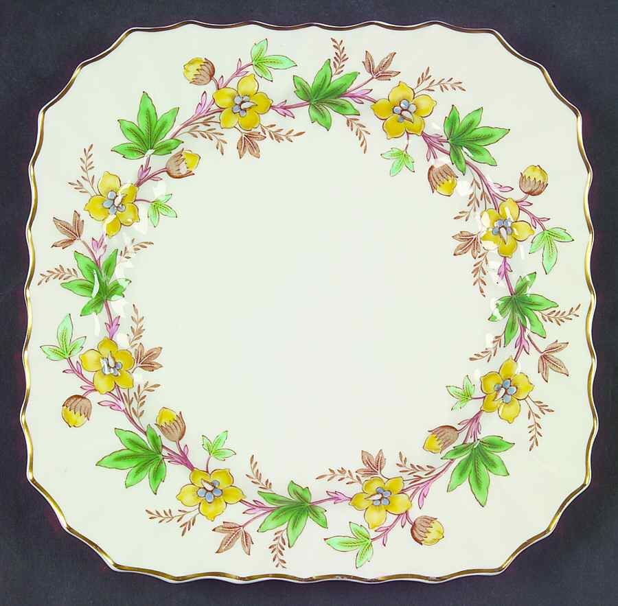 Chatsworth Yellow Green Square Luncheon Plate by Royal Doulton-1