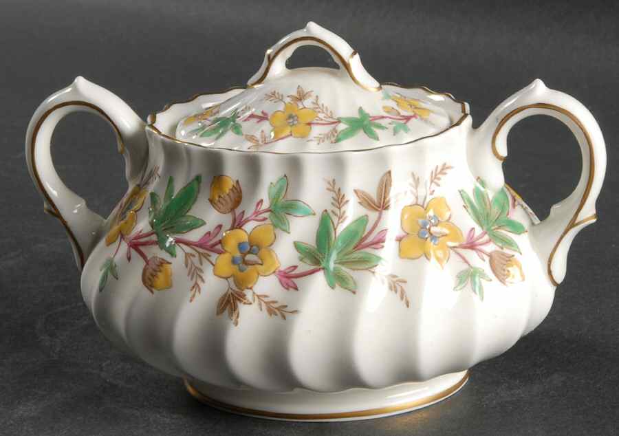 Chatsworth Yellow Green Sugar Bowl & Lid by Royal Doulton-1