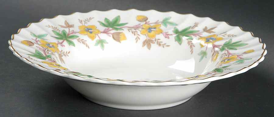 Chatsworth Yellow Green Rim Soup Bowl by Royal Doulton-1