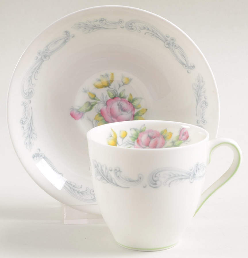 Chantilly Rose Flat Demitasse Cup & Saucer Set by Royal Doulton-1