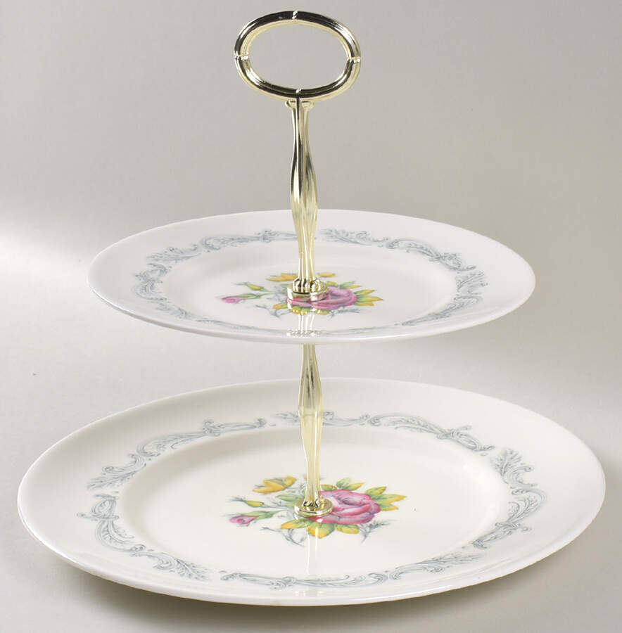 Chantilly Rose 6 5/8"-10"  2 Tiered Serving Tray (Dp, Sp) HC by Royal Doulton-1