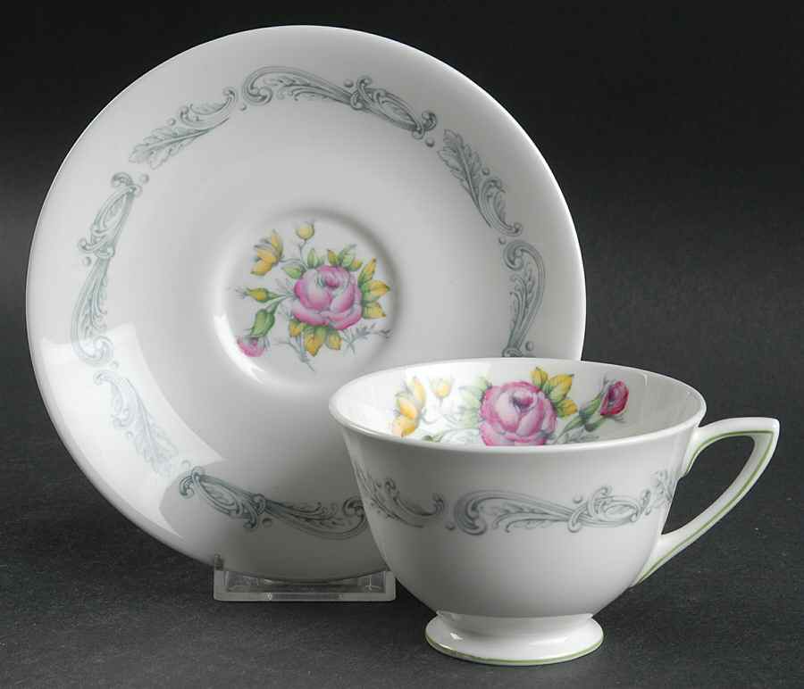 Chantilly Rose Footed Cup & Saucer Set by Royal Doulton-1