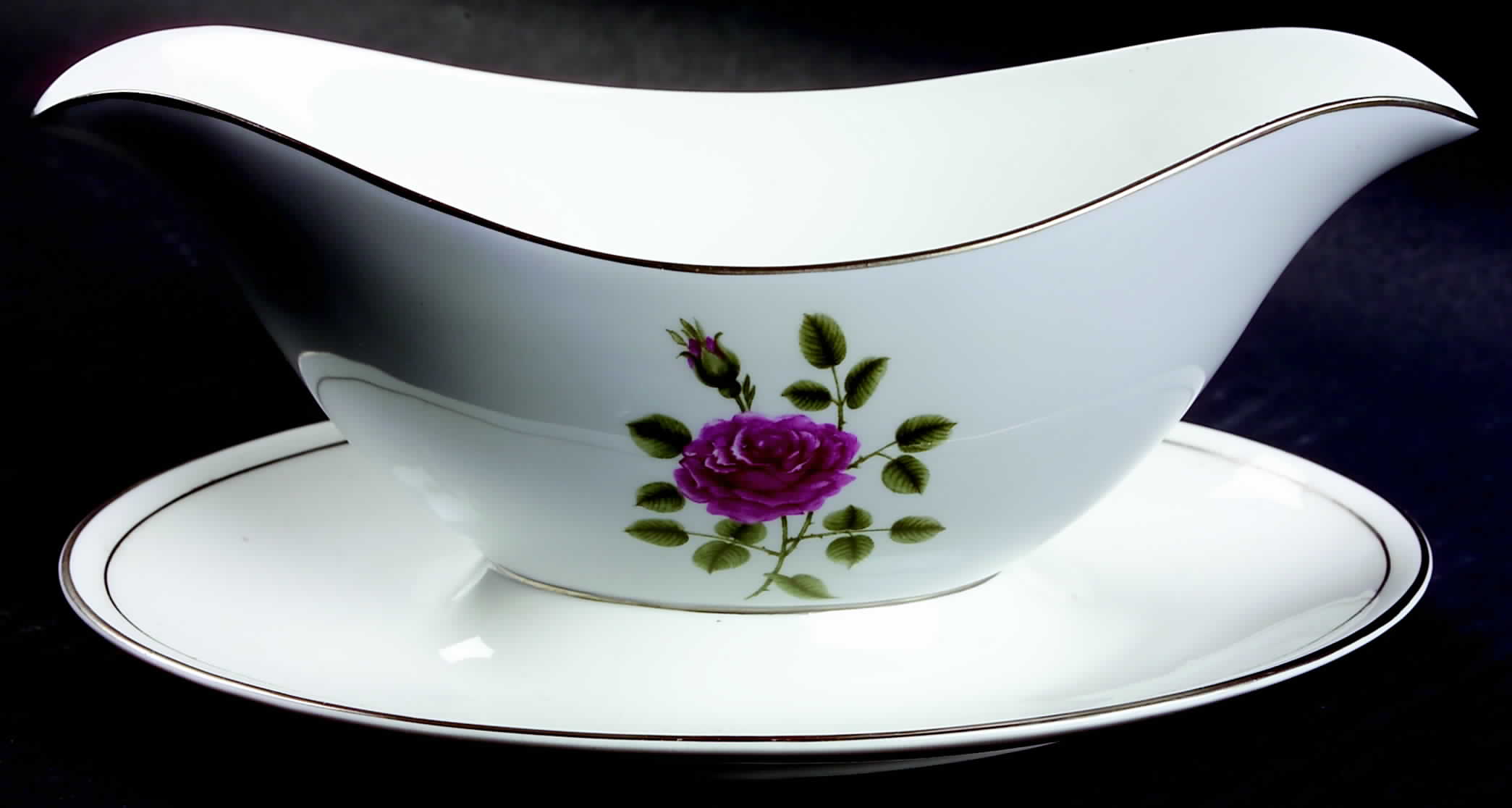 Chateau Rose Gravy Boat with Attached Underplate by Royal Doulton-1
