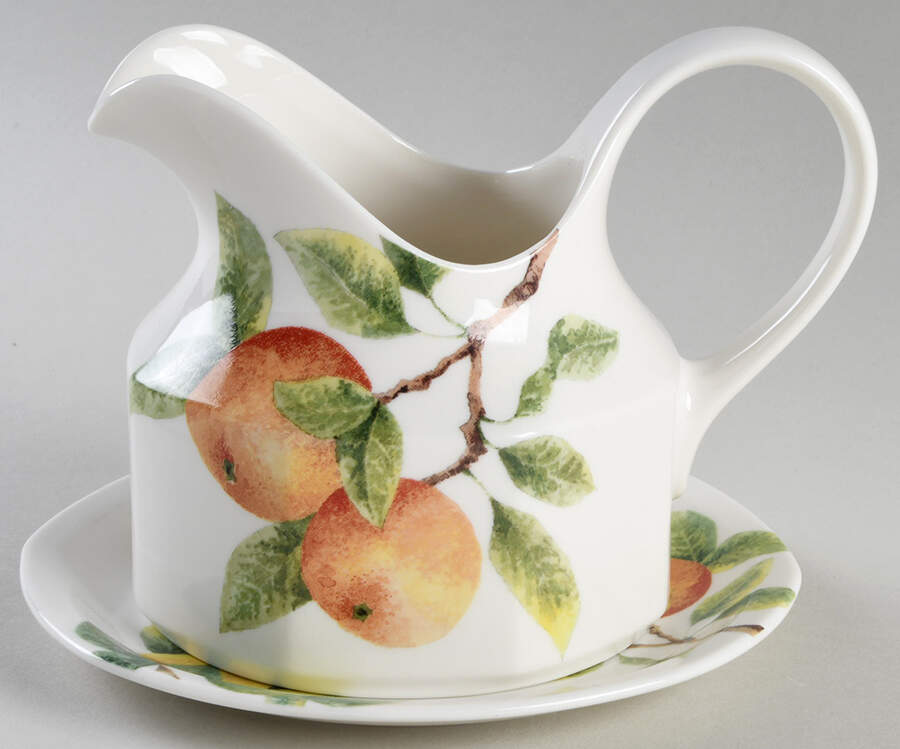 Citrus Grove Round Gravy Boat & Bread and Butter Stand by Royal Doulton-1