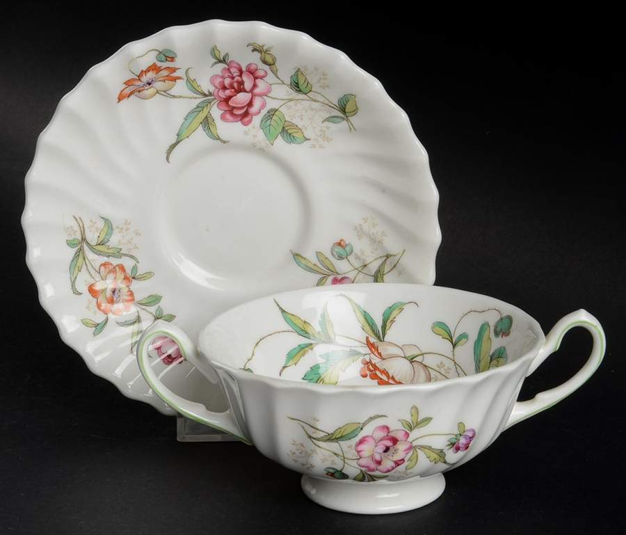 Clovelly Footed Cream Soup Bowl & Saucer Set by Royal Doulton-1
