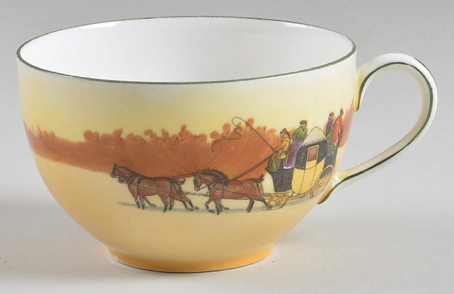 Coaching Days (Smooth, Bone) Flat Cup by Royal Doulton-1