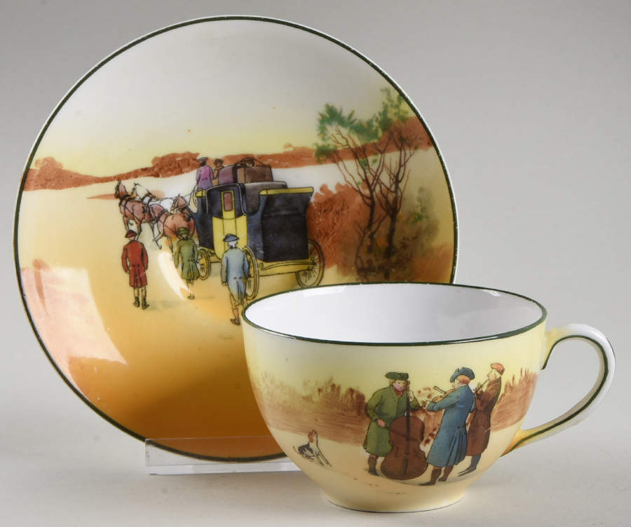 Coaching Days (Smooth, Bone) Flat Cup & Saucer Set by Royal Doulton-1