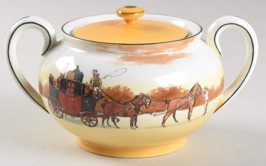 Coaching Days (Smooth, Bone) Sugar Bowl & Lid by Royal Doulton-1