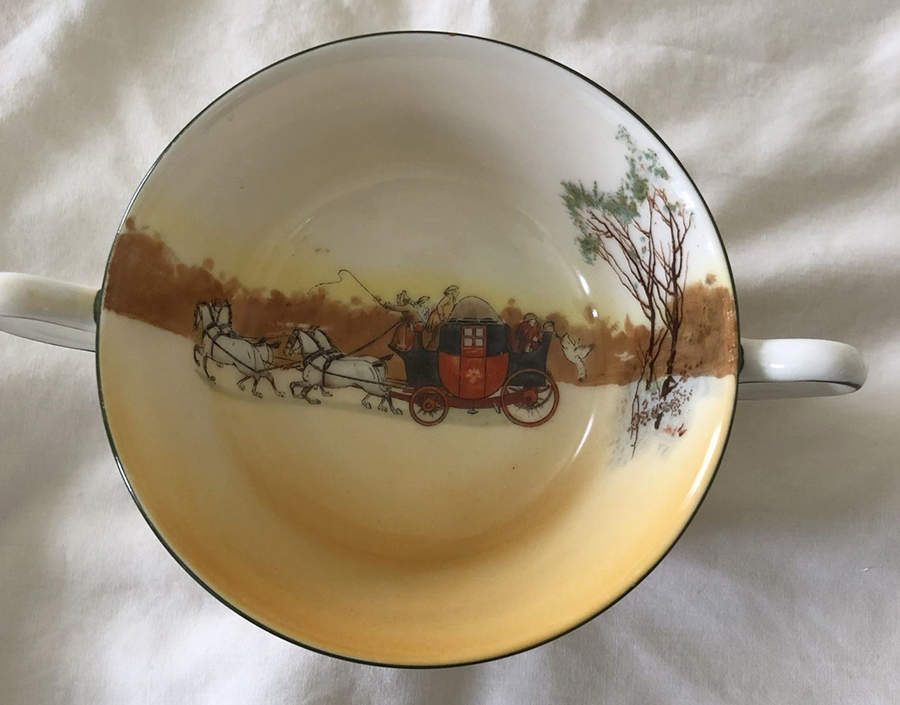Coaching Days (Smooth, Bone) Footed Bouillon Cup by Royal Doulton-1