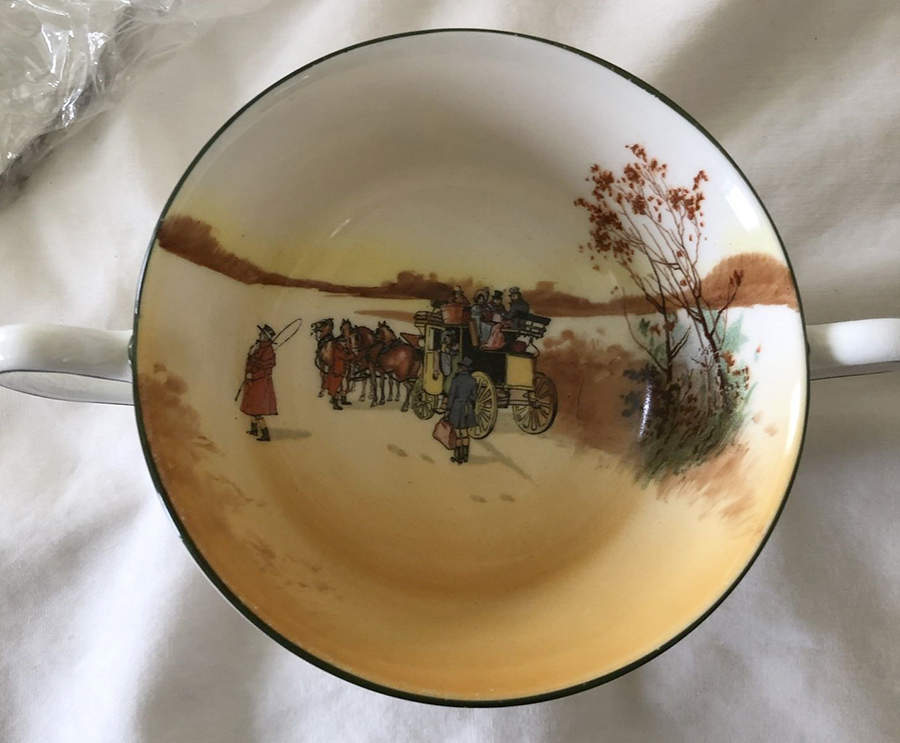 Coaching Days (Smooth, Bone) Footed Bouillon Cup by Royal Doulton-1
