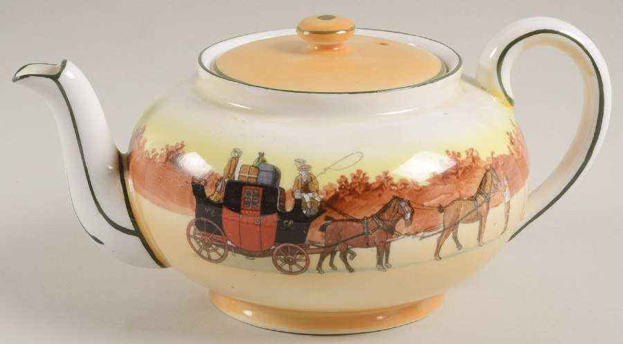 Coaching Days (Smooth, Bone) Mini Teapot & Lid by Royal Doulton-1