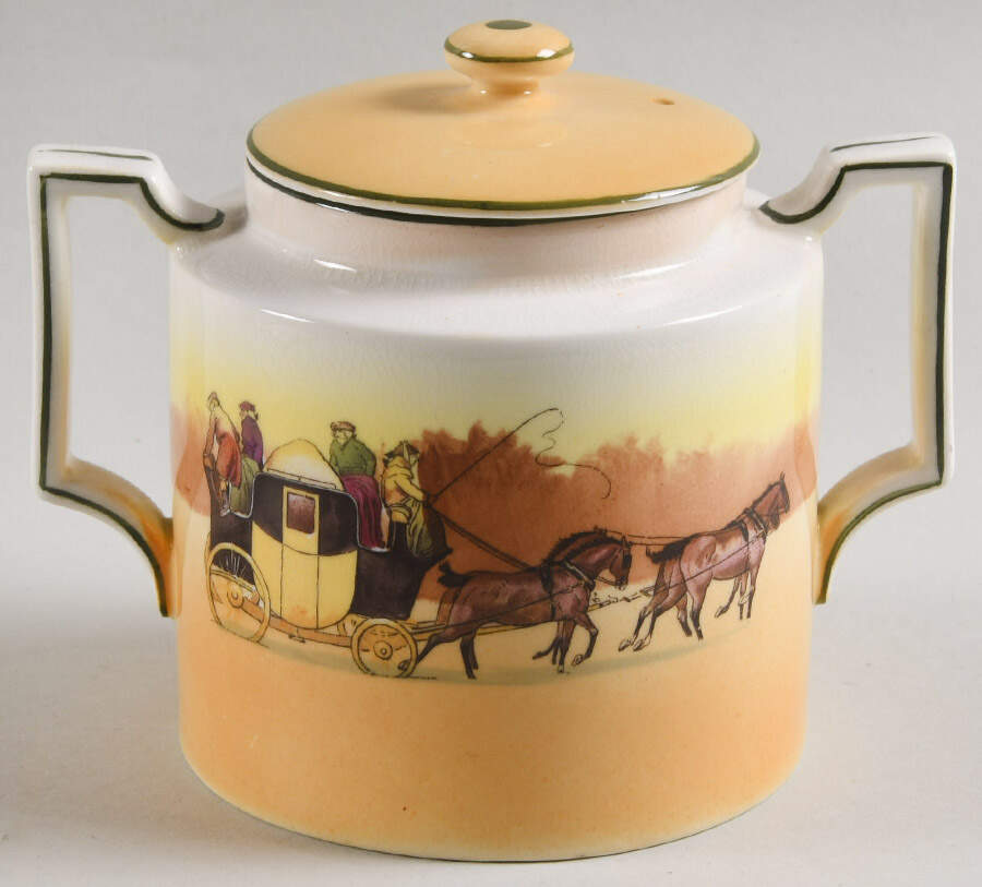 Coaching Days (Smooth, Bone) Sugar Bowl & Lid by Royal Doulton-1