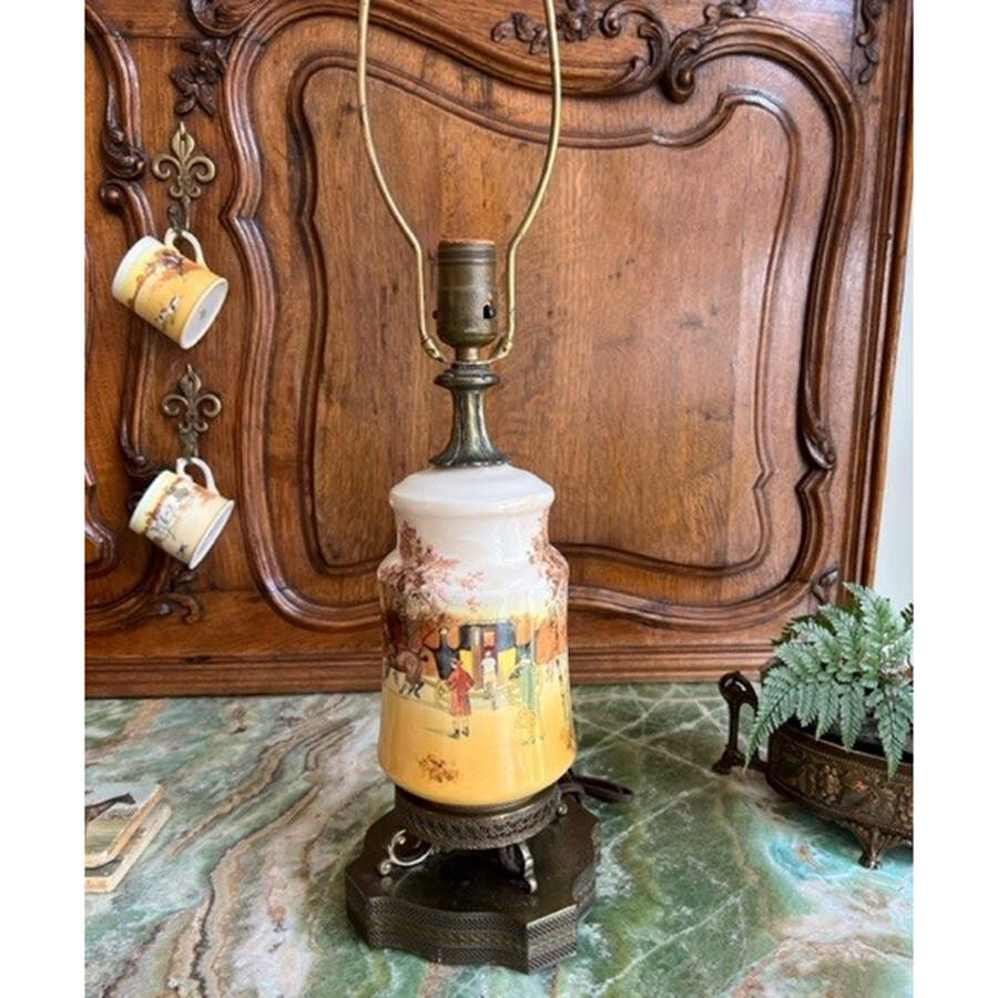 Coaching Days (Smooth, Bone) Electric Lamp No Shade by Royal Doulton-1