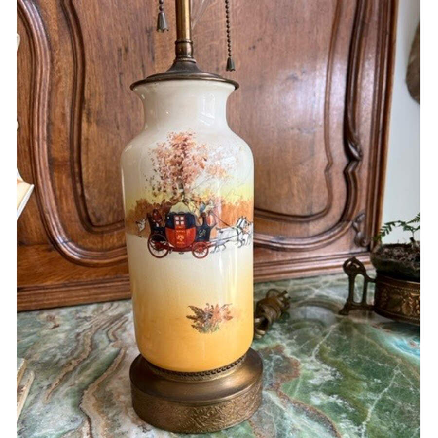 Coaching Days (Smooth, Bone) Electric Lamp No Shade by Royal Doulton-1