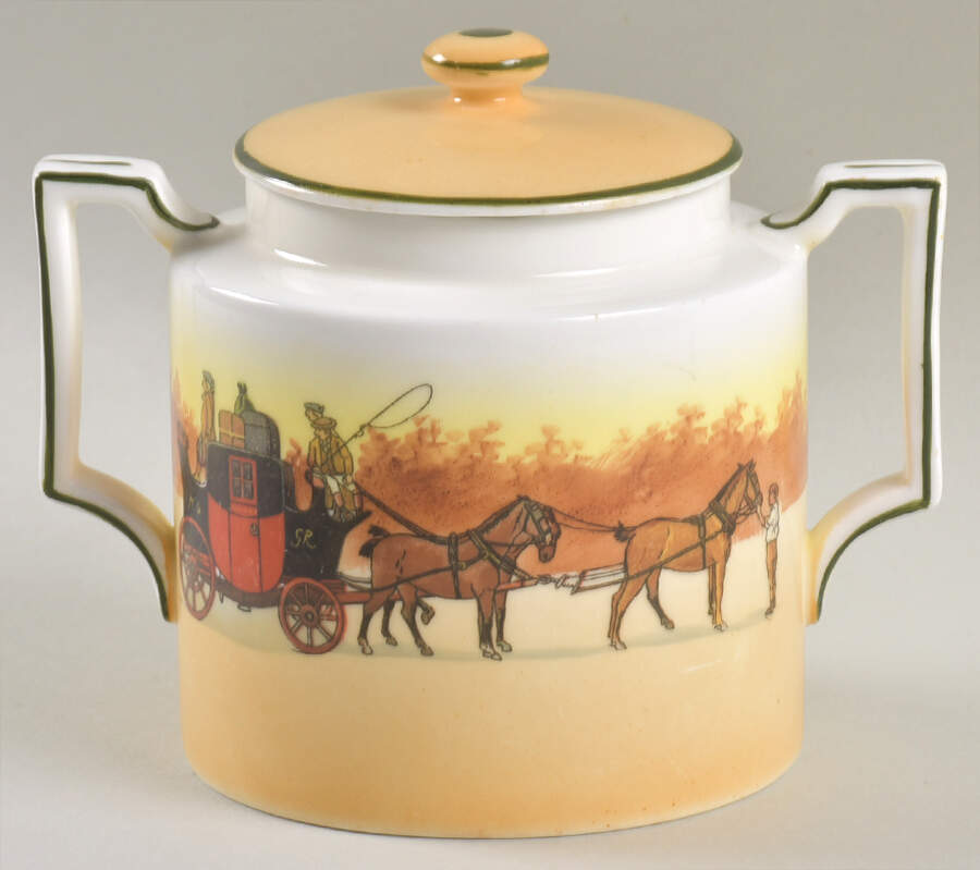 Coaching Days (Smooth, Bone) Sugar Bowl & Lid by Royal Doulton-1