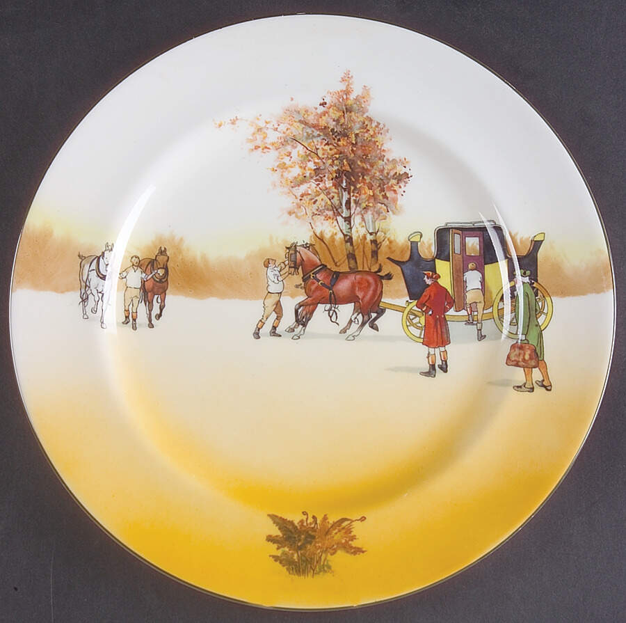 Coaching Days (Smooth, Bone) Dinner Plate by Royal Doulton-1