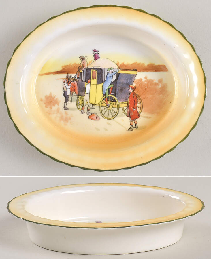 Coaching Days (Smooth, Bone) 5" Oval Nut Dish by Royal Doulton-1