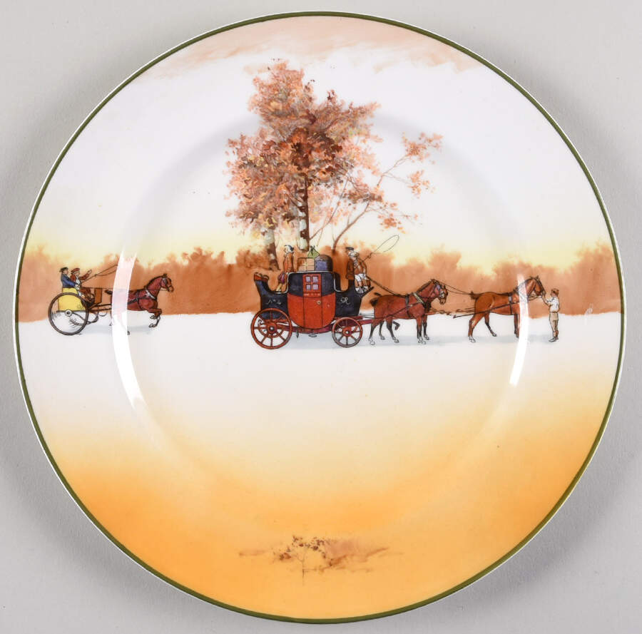 Coaching Days (Smooth, Bone) Luncheon Plate by Royal Doulton-1