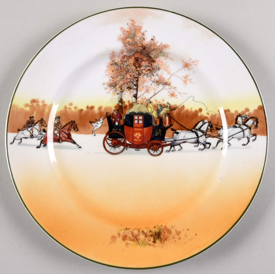 Coaching Days (Smooth, Bone) Luncheon Plate by Royal Doulton-1