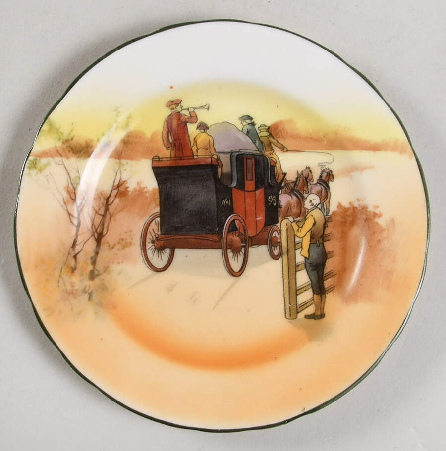 Coaching Days (Smooth, Bone) Small Scalloped Bread & Butter Plate by Royal Doulton-1