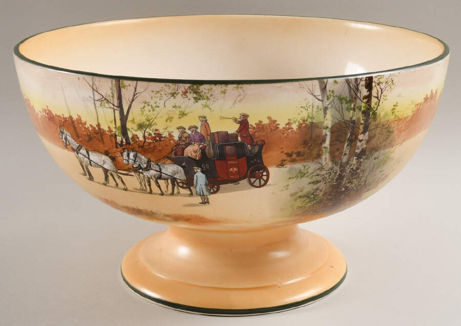 Coaching Days (Smooth, Bone) Punch Bowl by Royal Doulton-1