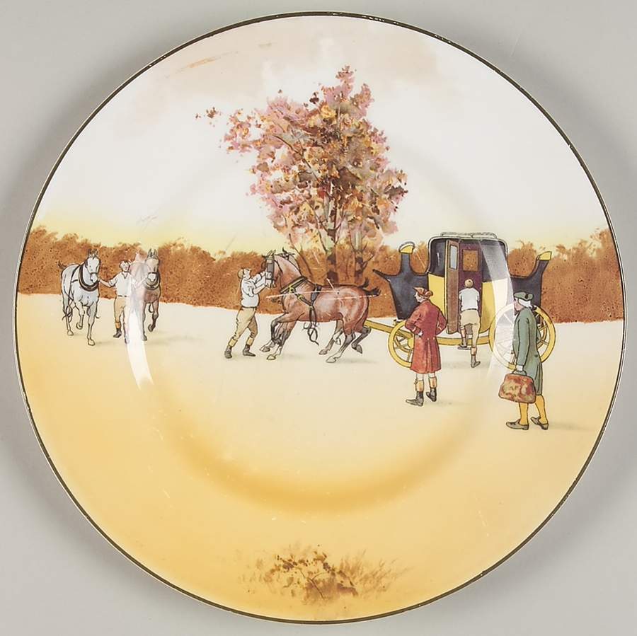 Coaching Days (Smooth, Bone) Luncheon Plate by Royal Doulton-1