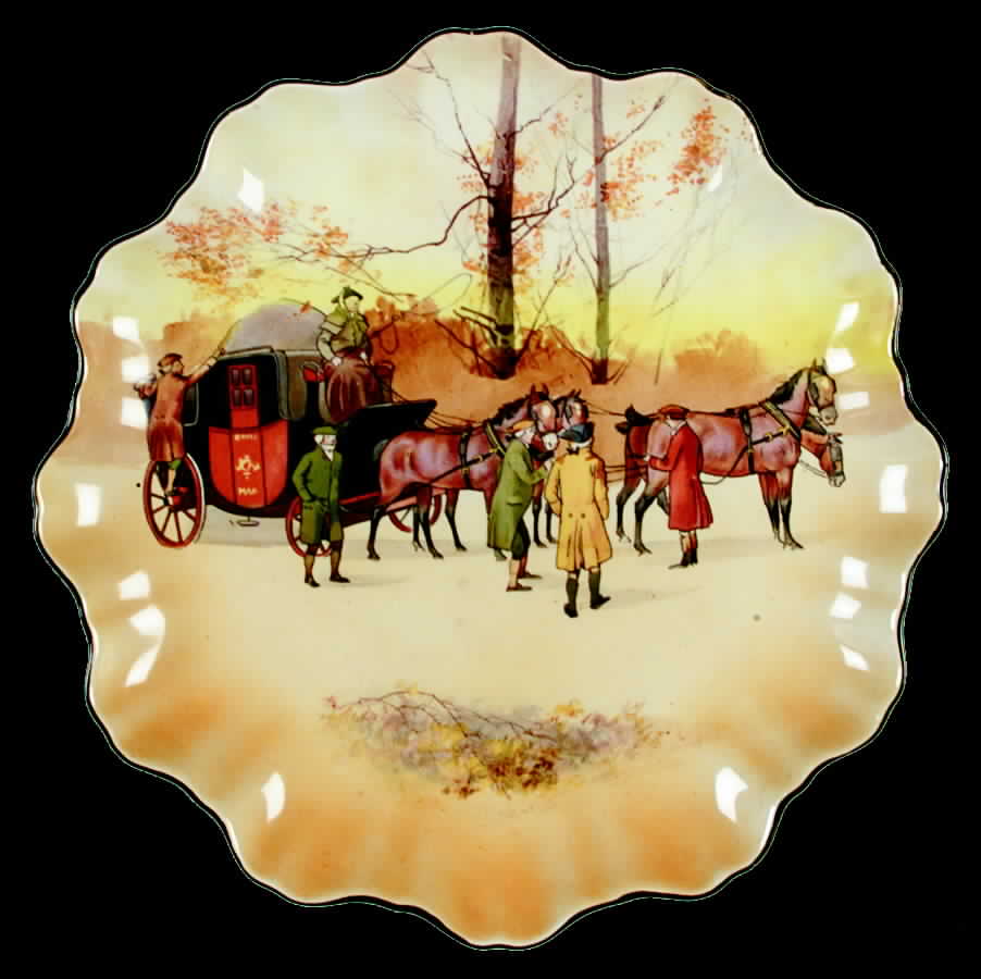 Coaching Days (Smooth, Bone) 9" Cookie Plate by Royal Doulton-1