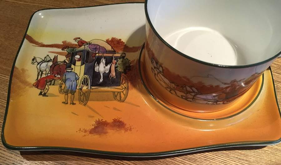 Coaching Days (Smooth, Bone) Dessert Plate & Cup Set by Royal Doulton-1
