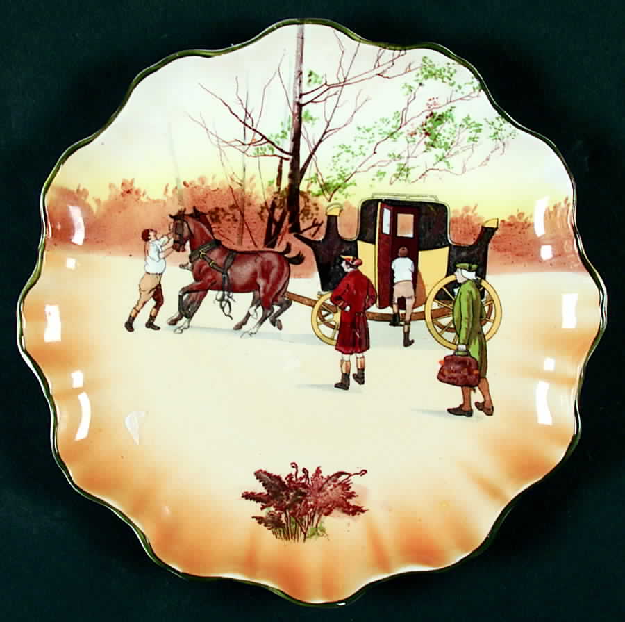 Coaching Days (Smooth, Bone) 8" Cookie Plate by Royal Doulton-1