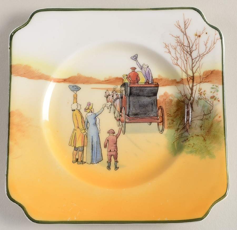 Coaching Days (Smooth, Bone) Square Bread & Butter Plate by Royal Doulton-1
