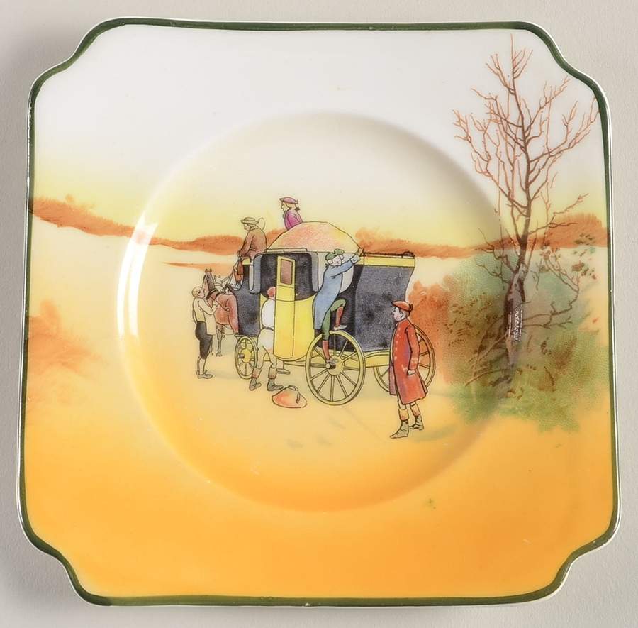 Coaching Days (Smooth, Bone) Square Bread & Butter Plate by Royal Doulton-1