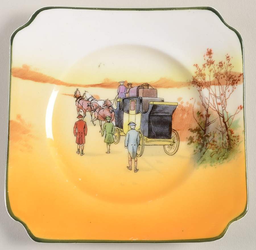 Coaching Days (Smooth, Bone) Square Bread & Butter Plate by Royal Doulton-1