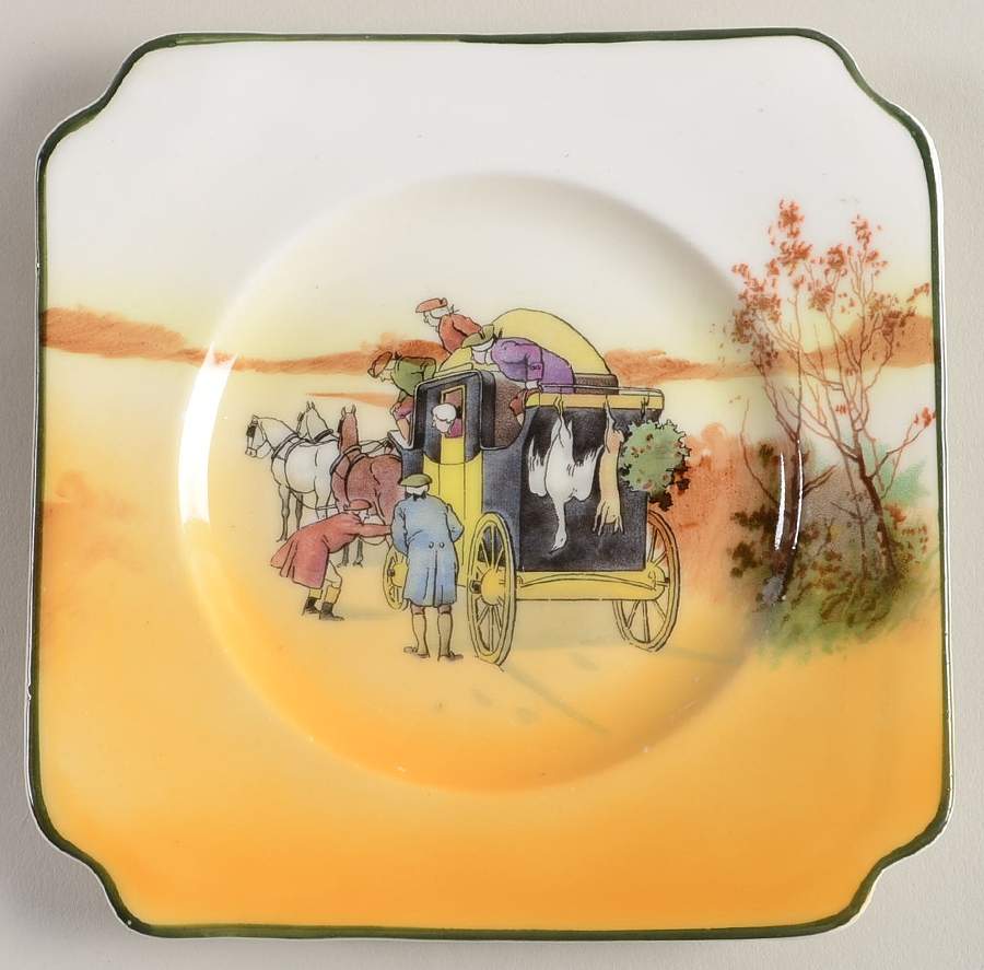 Coaching Days (Smooth, Bone) Square Bread & Butter Plate by Royal Doulton-1