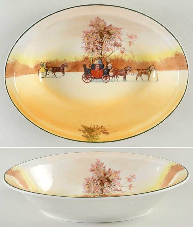Coaching Days (Smooth, Bone) 10" Oval Vegetable Bowl by Royal Doulton-1