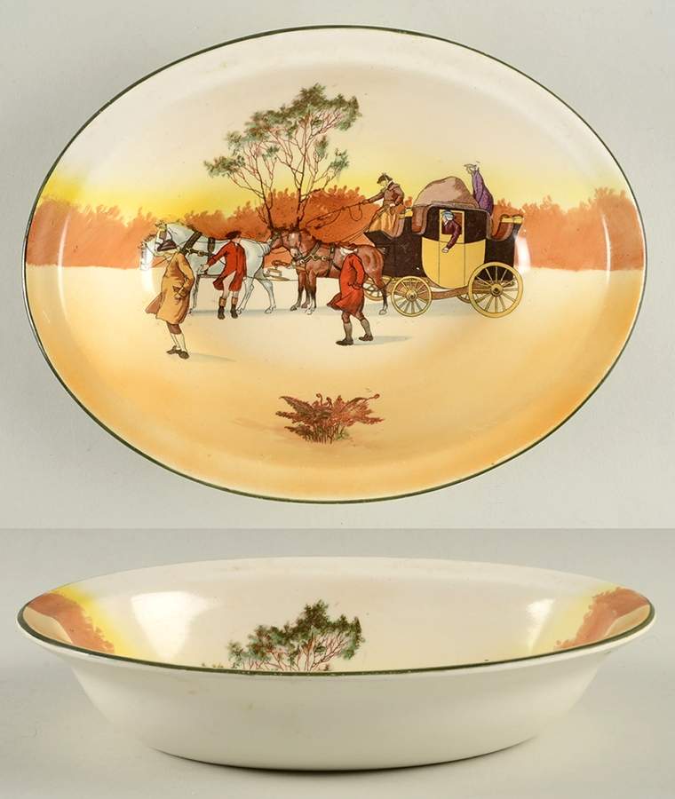 Coaching Days (Smooth, Bone) 9" Oval Vegetable Bowl by Royal Doulton-1
